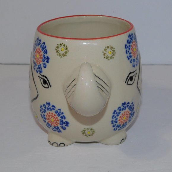 Yokohama studio Hand painted Figural White Blue Red  Elephant Mug 16 oz - Picture 4 of 9